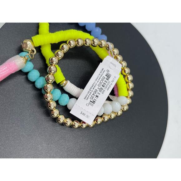Lilly Pulitzer NWT Hi Summer Bracelet Set Gold Tone Pink
Blue Beaded Stretch - Picture 6 of 7